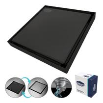 Ralo Oculto Metal Slim Black Inox S/ Borda 15x15cm