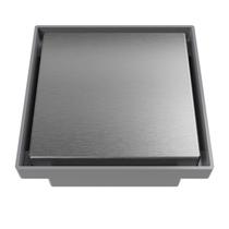 Ralo Oculto Quadrado de 10x10 com Tampa em Inox Astra Cinza