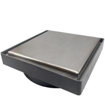 Ralo Oculto Sifonado 15x15 Tampa Inox - Cinza Escuro