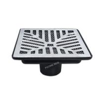 Ralo Pluvial 20x20 Alumínio Concava com Tela Anti Insetos e Coletor Saída Baixa tubo 75mm - Ficone Decor