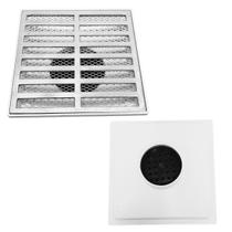 Ralo Pluvial 20x20 Alumínio Reto Coletor Branco Saída Baixa de 75mm e Dupla Tela contra insetos