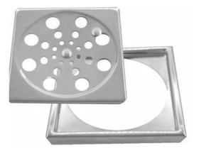 Ralo Quadrado 10cm Inox Caixilho Porta Grelha Fecho Rotativo