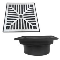 Ralo Quadrado 20x20 Alumínio Concova Coletor Saída 150mm com Tela Quintal Varanda