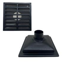 Ralo Quadrado 20x20 Aluminio Preto Coletor Saída 2 polegadas