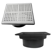 Ralo Quadrado 20x20 Inox Bolinha Espelhado Coletor Saída 150mm Quintal Varanda