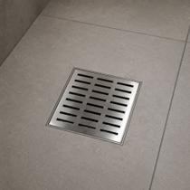 Ralo Quadrado Híbrido 10x10cm Tampa Inox Perfurada Vazada Ralo Quadrado Híbrido 10x10cm Tampa Inox Perfurada Vazada
