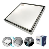 Ralo Quadrado Slim Escovado Inox Metal Oculto S/ Borda