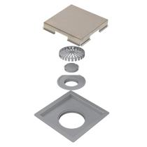 Ralo Quadrata Selmetal Base PVC 15X15 Tampa Inox