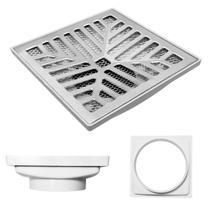 Ralo Quintal 20x20 Alumínio Concova com Tela Cocho Branco Saída para Baixo 150mm 6 polegadas