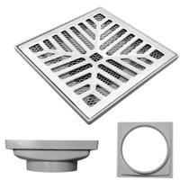 Ralo Quintal 20x20 Alumínio Concova com Tela Coletor Cinza Saída Baixa 150mm 6 polegadas