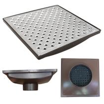 Ralo Quintal 20x20 Alumínio Perfurado Bolinha Coletor Marrom Saída Baixa para tubo de 100mm