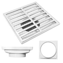 Ralo Quintal 20x20 Alumínio Tradicional com Tela Cocho Branco Saída para Baixo 150mm 6 polegadas