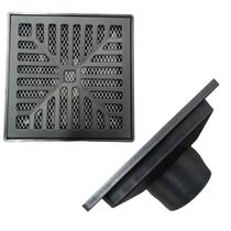 Ralo Quintal 20x20 Concava Preto Fosco Saída Baixa Tela Ralo Quintal 20x20 Concava Preto Fosco Saída Baixa Tela