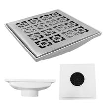 Ralo Quintal 20x20 Inox 304 modelo Dubai Coletor Branco Saída de 100mm e 2 Telas Anti Insetos