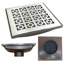 Ralo Quintal 20x20 Inox 304 modelo Dubai Coletor Marrom Saída 100mm e 2 Telas Anti Insetos