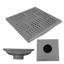 Ralo Quintal 20x20 Inox Espelhado Coletor Cinza Saída 75mm