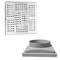 Ralo Quintal 20x20 Inox Espelhado Coletor Cinza Saída Baixa 150mm 6 polegadas