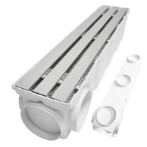 Ralo Quintal Borda Piscina 10x50 Inox Trilho Coletor Branco com Tela