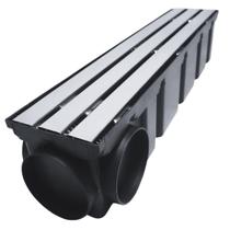 Ralo Quintal Borda Piscina 10x50 Inox Trilho Coletor Preto com Tela