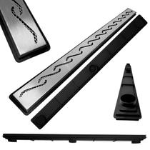 Ralo Raso Ideal para Laje e Apartamento Inox 304 Ondas 70cm col Preto com Tela Ralo Raso Ideal para Laje e Apartamento Inox 304 Ondas 70cm col Preto com Tela