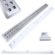Ralo Raso Ideal para Laje e Apartamento Inox 304 Quadriculado 70cm col Branco com Tela Ralo Raso Ideal para Laje e Apartamento Inox 304 Quadriculado 70cm col Branco com Tela