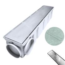 Ralo Sequencial Inox Invisível Piso 10x50 Coletor Branco Multi Saídas Ralo Sequencial Inox Invisível Piso 10x50 Coletor Branco Multi Saídas