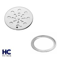Ralo Tampa Grelha Inox Redondo 10x10cm Com Fecho + Caixilho