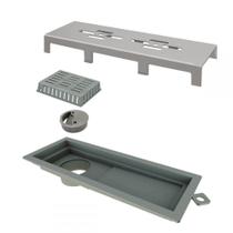 Ralo Tiny Pvc 25cm Com Tampa Inox Escovado Vazado Linear