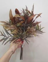 Ramalhete Folhas Marrom 39cm
