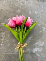 Ramalhete Tulipa Toque Real 26x15x12cm - Rosa Claro