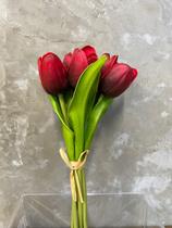 Ramalhete Tulipa Toque Real 26x15x12cm - Vermelho - Flórida Decorações