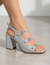 Ramarim Sandália De Festa Feminina Prata Gliter