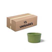 Ramekin 150 Ml Canelado Verde Em Porcelana Primeira Linha Kit Com 12 - AVB DECORAÇÕES