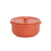 Ramequim poelle em ceramica com tampa 600ml cor laranja