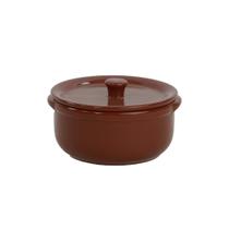Ramequim poelle em ceramica com tampa 600ml cor marrom
