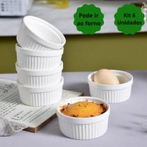 Ramequim Porcelana 200ml Branco Kit com 6 Unidades