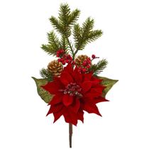 Ramo de Flores Artificiales Poinsettia Casi Natural 43 cm
