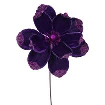 Ramo de Flores Artificiales Vickerman Magnolia de Terciopelo Ciruela x4