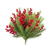 Ramos Artificiais de Pinheiro com Bagas Vermelhas e Azevinho - 10 Peças Ramos Artificiais de Pinheiro com Bagas Vermelhas e Azevinho - 10 Peças