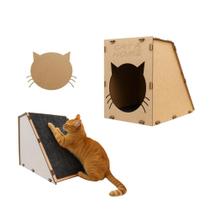 Rampa Arranhador para Gatos Casinha Brinquedo Gato Antiestresse Pet Toca Carpete