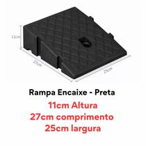 Rampa degrau 11x 27x 25cm com encaixe modular calçadas garagens meio fio áreas de acesso para deficientes - Preto