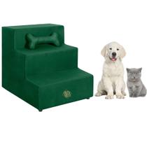 Rampa Escada 3 degraus almofadada tecido suede conforto para seu pet