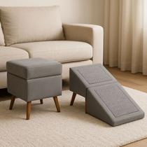 Rampa Escada Vira Puff Móvel Suede Para Pets Cachorro Gato GG Cor:Terracota