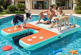 Rampa Inflável para Cães Linvivon 244x152cm Capacidade de 272kg Rampa Inflável para Cães Linvivon 244x152cm Capacidade de 272kg