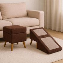 Rampa Pet 2 em 1 Dobrável Puff Escada para Cachorro e Gato P01 Cor:Marrom
