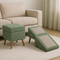Rampa Pet 2 em 1 Dobrável Puff Escada para Cachorro e Gato P01 Cor:Verde