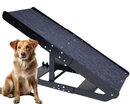Rampa Pet Preta Cães Regulável Dobrável Sofá Cama Alta 65cm