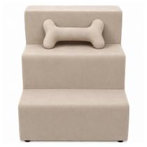 Rampa Rampinha Pet 3 Degraus em Suede, Osso de Brinde, Conforto para Cachorro e gato