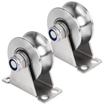 Ranhura de roda de polia para corda montada na parede, pacote com 2 unidades de aço inoxidável