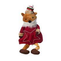 Raposa Sentada c/ Touca e Estrela de Led Decoração Natalina Tok da Casa